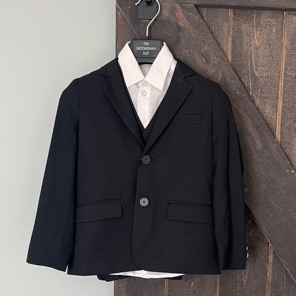 Classic Black Kids 3 Piece Suit with Dress Shirt - Picture 1 of 6